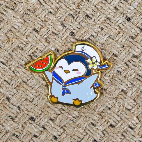 Cute Penguin Sailor Enamel Pin - Animal World Series - Enamel Lapel Pin - Plated Badge for Clothing, Bags, and Lanyards in Kuwait