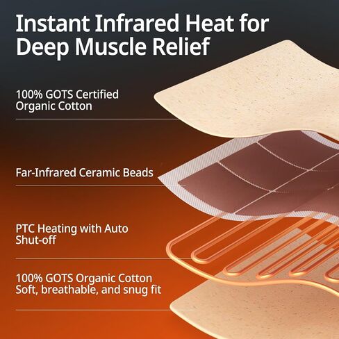 Bwarm Weighted Far Infrared Heating Pads 100% Organic Cotton for Back Shoulder Knee Fast Heating with 9 Heating Levels 12 Hours Auto-Off Heated Pad for Back Neck Arms and Legs (White, 12''×24') in Saudi Arabia