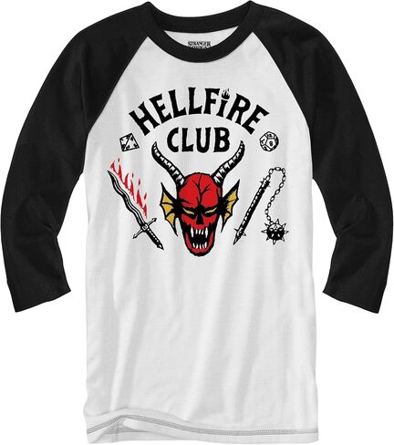 تي شيرت Stranger Things Hellfire Club بأكمام طويلة راجلان للكبار البيسبول ريترو الثمانينيات in Kuwait