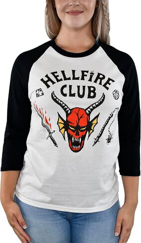 تي شيرت Stranger Things Hellfire Club بأكمام طويلة راجلان للكبار البيسبول ريترو الثمانينيات in Kuwait