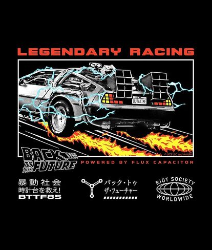 Riot Society Back to The Future Legendary Racing Mens T-Shirt - Black, XX-Large in Saudi Arabia