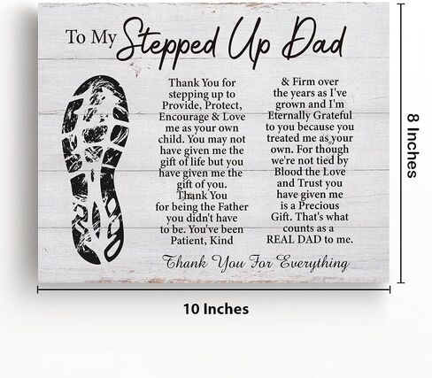 Step Dad Gifts Canvas Painting Framed, Gifts for Stepdad Birthday Father's Day, Rustic to My Stepped up Dad Poster Print Ready to Hang Home Living Room Bedroom Wall Decor 10x8 Inches in Saudi Arabia