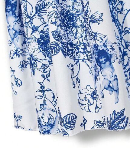 Summer Girl Flower Pattern Printed Bubble Short Sleeved Dress with Square Collar Design, Elegant and Fashionable in Kuwait
