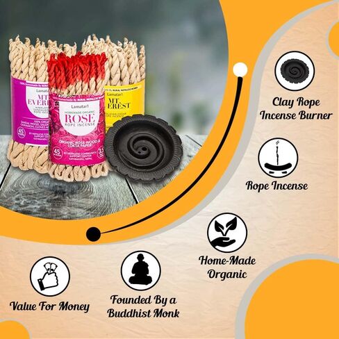 Bundle Rope Incense Gift Package- 3 Bundle APPR. 135 in Ropes Including Spiral Design Clay Rope Incense Burner in Saudi Arabia