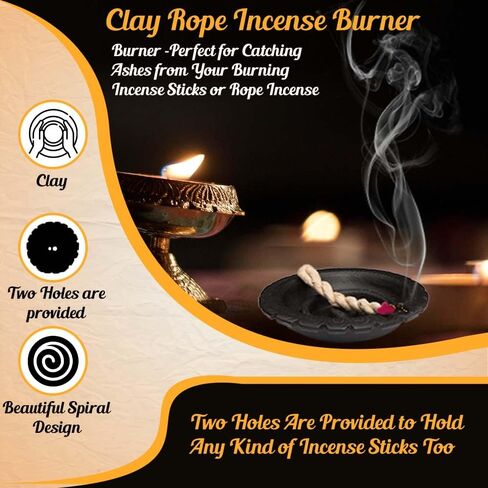 Bundle Rope Incense Gift Package- 3 Bundle APPR. 135 in Ropes Including Spiral Design Clay Rope Incense Burner in Saudi Arabia