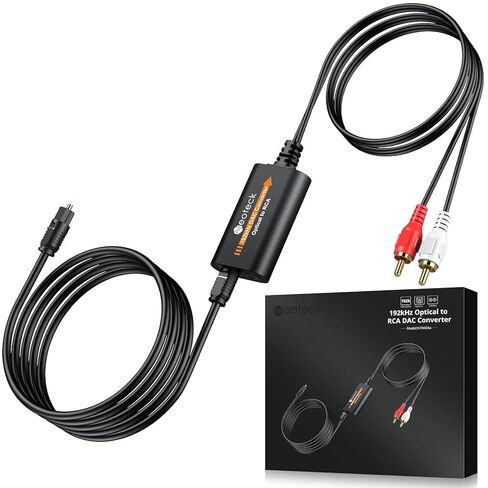محول Neoteck 192 كيلو هرتز DAC بطول 7 أقدام/2.1 متر كابل بصري إلى RCA SPDIF إلى RCA محول رقمي إلى تناظري مع مجموعة شرائح مضخم الصوت المدمجة للتلفزيونات عالية الدقة وصناديق الاستقبال ومشغلات DVD/Blu-Ray in Kuwait