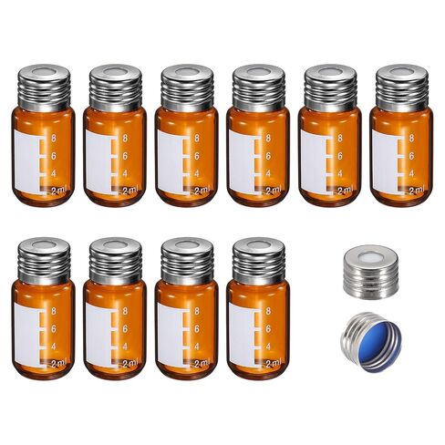 Patikil Headspace Vial ، 100 Pack 10ml Borosilicate Glass Screw Top Precision Thread Vial مع كتابة السيليكون Ptfe لـ Headspace-GC ، Headspace-GC/MS ، Amber in Kuwait