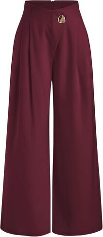 CIDER High Rise Metal Button Pleated Wide Leg Trousers in Kuwait