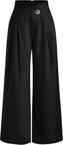 CIDER High Rise Metal Button Pleated Wide Leg Trousers in Kuwait