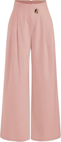 CIDER High Rise Metal Button Pleated Wide Leg Trousers in Kuwait