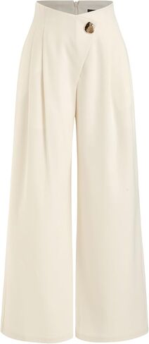 CIDER High Rise Metal Button Pleated Wide Leg Trousers in Kuwait