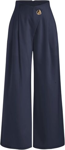 CIDER High Rise Metal Button Pleated Wide Leg Trousers in Kuwait