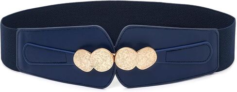 Women Wide Elastic Waist Belts Stretchy Belt with Gold Buckle for Dresses in Saudi Arabia