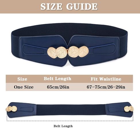 Women Wide Elastic Waist Belts Stretchy Belt with Gold Buckle for Dresses in Saudi Arabia