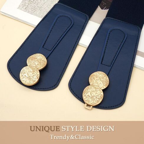 Women Wide Elastic Waist Belts Stretchy Belt with Gold Buckle for Dresses in Saudi Arabia