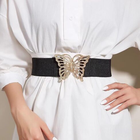 Women Butterfly Metal Closure Wide Elastic Band Waist Belt Stretch Corset in Saudi Arabia