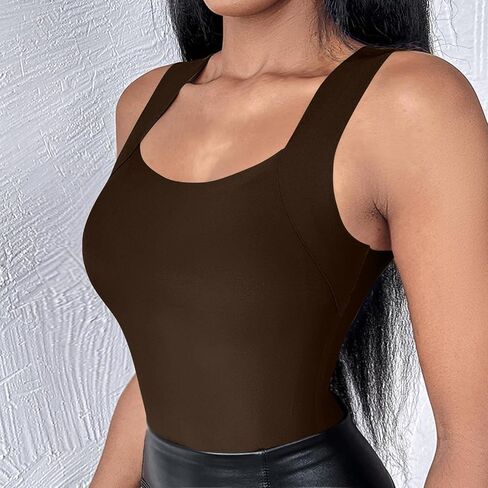 Womens Tank Tops with Built in Bras Wide Strap Sleeveless Shirts Padded Shelf Bra Casual Lounge Workout Camisole in Kuwait