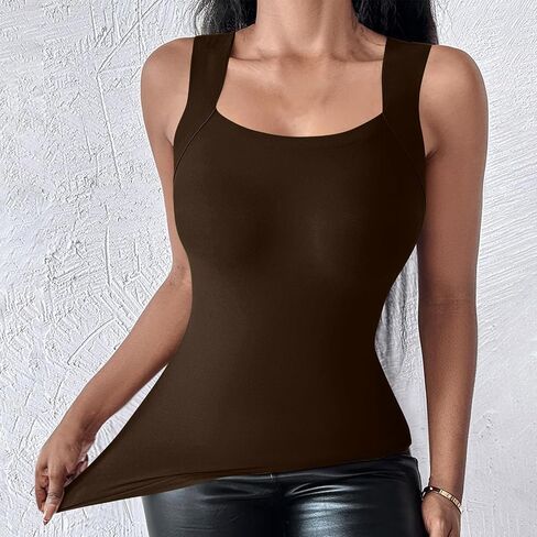 Womens Tank Tops with Built in Bras Wide Strap Sleeveless Shirts Padded Shelf Bra Casual Lounge Workout Camisole in Kuwait