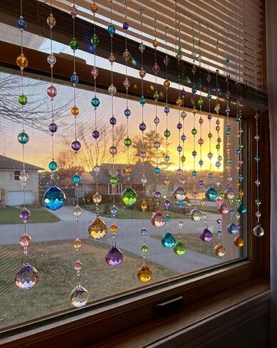 Crystal Beaded Curtain, 20 Strands Acrylic Multicolor String Beads for Doorways and Windows, String Room Divider (Ocean Jewel) in Saudi Arabia
