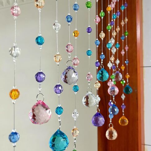 Crystal Beaded Curtain, 20 Strands Acrylic Multicolor String Beads for Doorways and Windows, String Room Divider (Ocean Jewel) in Saudi Arabia