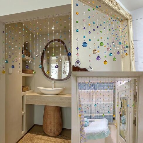 Crystal Beaded Curtain, 20 Strands Acrylic Multicolor String Beads for Doorways and Windows, String Room Divider (Ocean Jewel) in Saudi Arabia