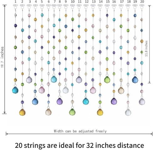 Crystal Beaded Curtain, 20 Strands Acrylic Multicolor String Beads for Doorways and Windows, String Room Divider (Ocean Jewel) in Saudi Arabia