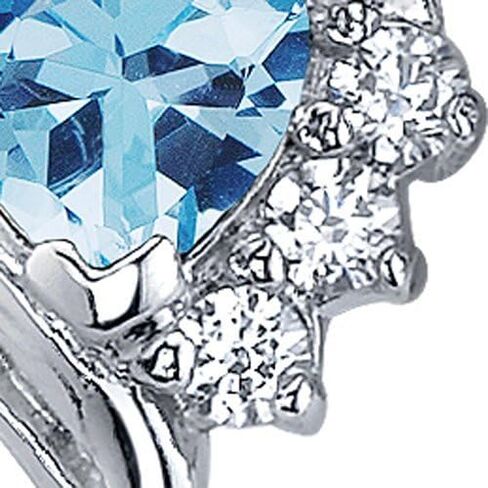 أقراط Peora Swiss Blue Topaz Angel Wing من الفضة الإسترلينية 925، أحجار كريمة أصلية، إجمالي 1 قيراط، شكل قلب، 5 مم، لا تسبب الحساسية، ظهر احتكاك، أقراط أحجار كريمة زرقاء متلألئة، in Kuwait