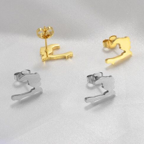 14K الذهب الأصفر أييتي خريطة هايتي أقراط للنساء - أييتي أقراط سحر هايتي خريطة أقراط هايتي أقراط سحر هايتي أقراط هايتي خرائط هايتي مجوهرات هدايا للنساء in Kuwait