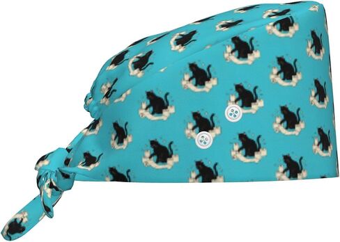 Scrub Cap with Button for Men/Wome Adjustable Cleaning Working Hat with Sweatband Nurse Surgical Caps in Kuwait