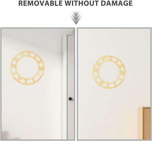 KALLORY 2Pcs Roman Numeral Wall Clock Stickers Self-Adhesive Mirror Decorative Decals Acrylic Dial Plate for Living Room Hotel Entryway in Kuwait