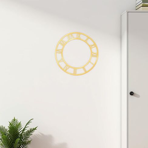 KALLORY 2Pcs Roman Numeral Wall Clock Stickers Self-Adhesive Mirror Decorative Decals Acrylic Dial Plate for Living Room Hotel Entryway in Kuwait