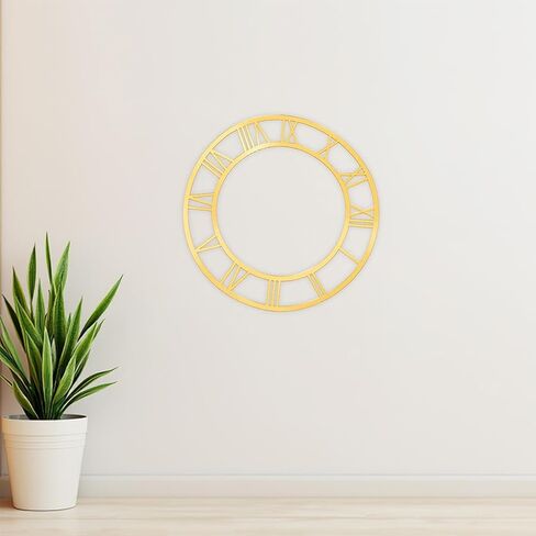 KALLORY 2Pcs Roman Numeral Wall Clock Stickers Self-Adhesive Mirror Decorative Decals Acrylic Dial Plate for Living Room Hotel Entryway in Kuwait