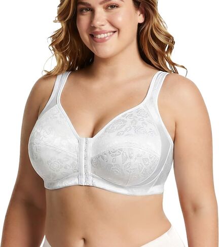 SHARICCA Front Closure Bras for Women No Underwire - Plus Size Wireless Bralettes No Padded Jacquard Full Coverage Bra in Saudi Arabia