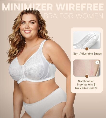 SHARICCA Front Closure Bras for Women No Underwire - Plus Size Wireless Bralettes No Padded Jacquard Full Coverage Bra in Saudi Arabia