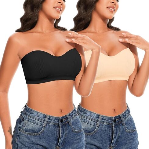 Strapless Bras for Women Wireless Bandeau Bra Invisible Tube Tops Bra Bralette Padded Seamless in Saudi Arabia