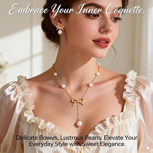 INSYOHO Pearl Jewelry Set for Women Wedding Bridal, Earrings and Necklace in Saudi Arabia