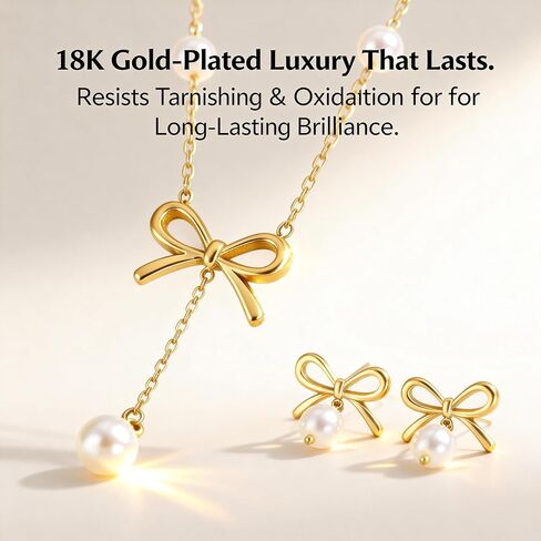 INSYOHO Pearl Jewelry Set for Women Wedding Bridal, Earrings and Necklace in Saudi Arabia