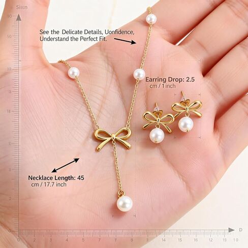 INSYOHO Pearl Jewelry Set for Women Wedding Bridal, Earrings and Necklace in Saudi Arabia