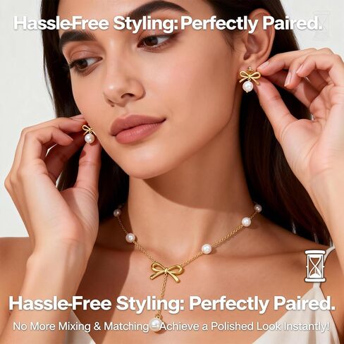 INSYOHO Pearl Jewelry Set for Women Wedding Bridal, Earrings and Necklace in Saudi Arabia