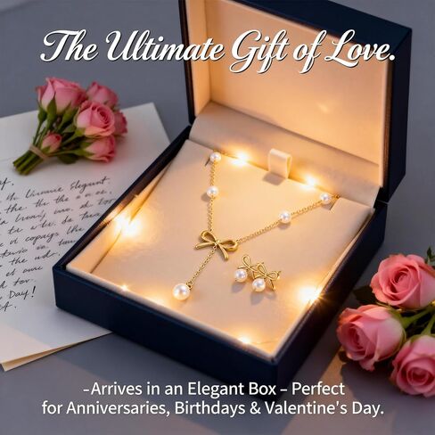 INSYOHO Pearl Jewelry Set for Women Wedding Bridal, Earrings and Necklace in Saudi Arabia