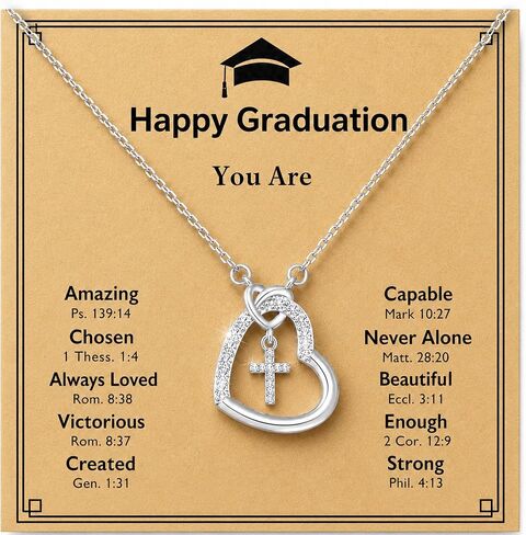 To My Granddaughter Heart Cross Necklace, Inspirational Christian Gift from Grandma or Grandpa, Always Loved Never Alone Encouragement Jewelry for Birthday or Graduation in Saudi Arabia