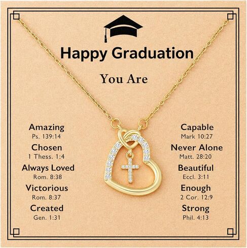 To My Granddaughter Heart Cross Necklace, Inspirational Christian Gift from Grandma or Grandpa, Always Loved Never Alone Encouragement Jewelry for Birthday or Graduation in Saudi Arabia