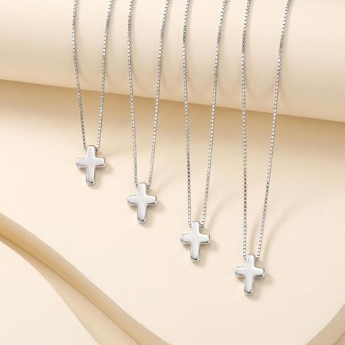 S925 Sterling Silver Cross Necklace for Women, Sterling Silver Chain Necklaces Cute Simple Small Cross Pendant Necklace Christian Baptism Religious Faith Jewelry Gifts 16 18 20 22 Inch in Saudi Arabia