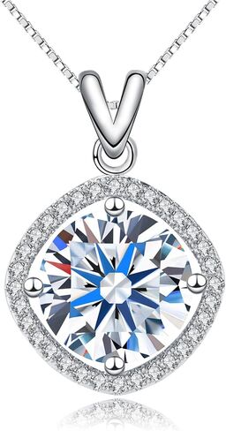 5 Carat Moissanite Pendant Necklace 18K White Gold Silver Plated Necklace with Moissanite D Color Ideal Cut Diamond Necklace in Kuwait