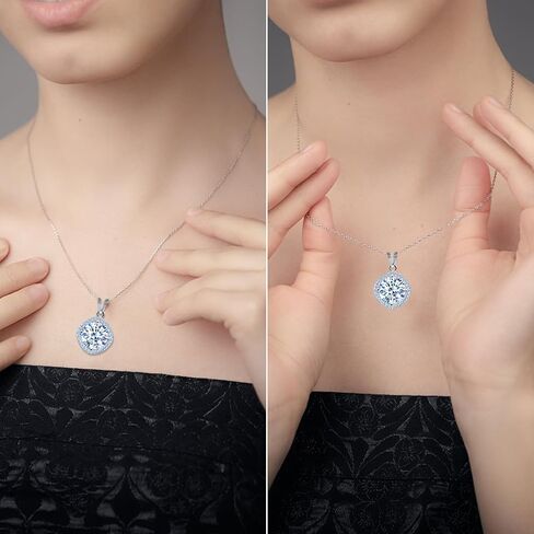 5 Carat Moissanite Pendant Necklace 18K White Gold Silver Plated Necklace with Moissanite D Color Ideal Cut Diamond Necklace in Kuwait