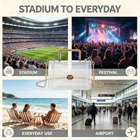 U Scinan Stadium Approved Clear Crossbody Purse Transparent PVC Handbag for Concert Sports Game Day Festival in Saudi Arabia