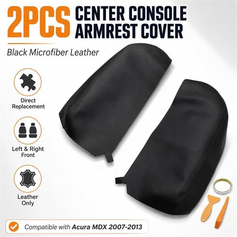 Priprilod one Pair Black Leather Center Console Lid Armrest Cover Compatible with Acura MDX 2007 2008 2009 2010 2011 2012 2013 (Only Leather Part) in Saudi Arabia