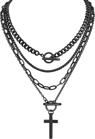 Sacina Goth الطبقات الصليب المختنق قلادة، القوطية الشرير الجرونج ايمو قلادة، هدية مجوهرات عيد الميلاد للنساء in Kuwait