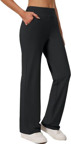Women's Wide Leg Yoga Dress Pants Soft Comfy Casual Sweatpants with Pockets Petite/Regular/Tall in Saudi Arabia