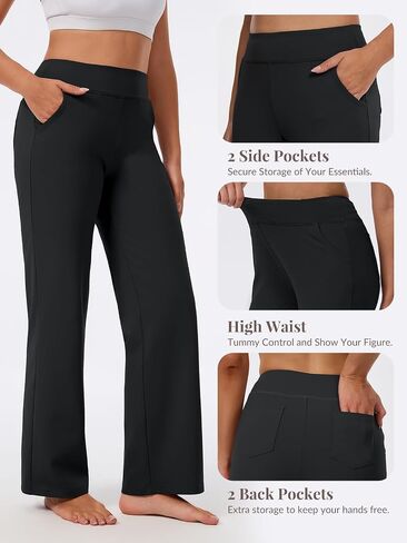 Women's Wide Leg Yoga Dress Pants Soft Comfy Casual Sweatpants with Pockets Petite/Regular/Tall in Kuwait